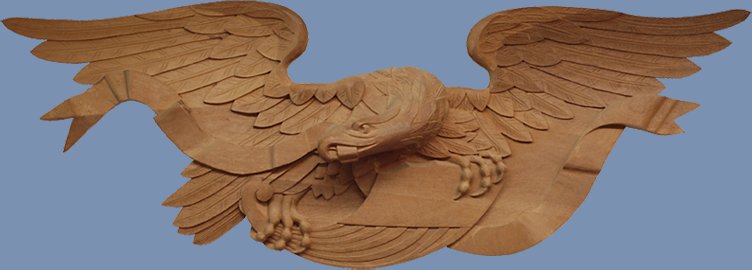 Carved eagle in wood mahogany