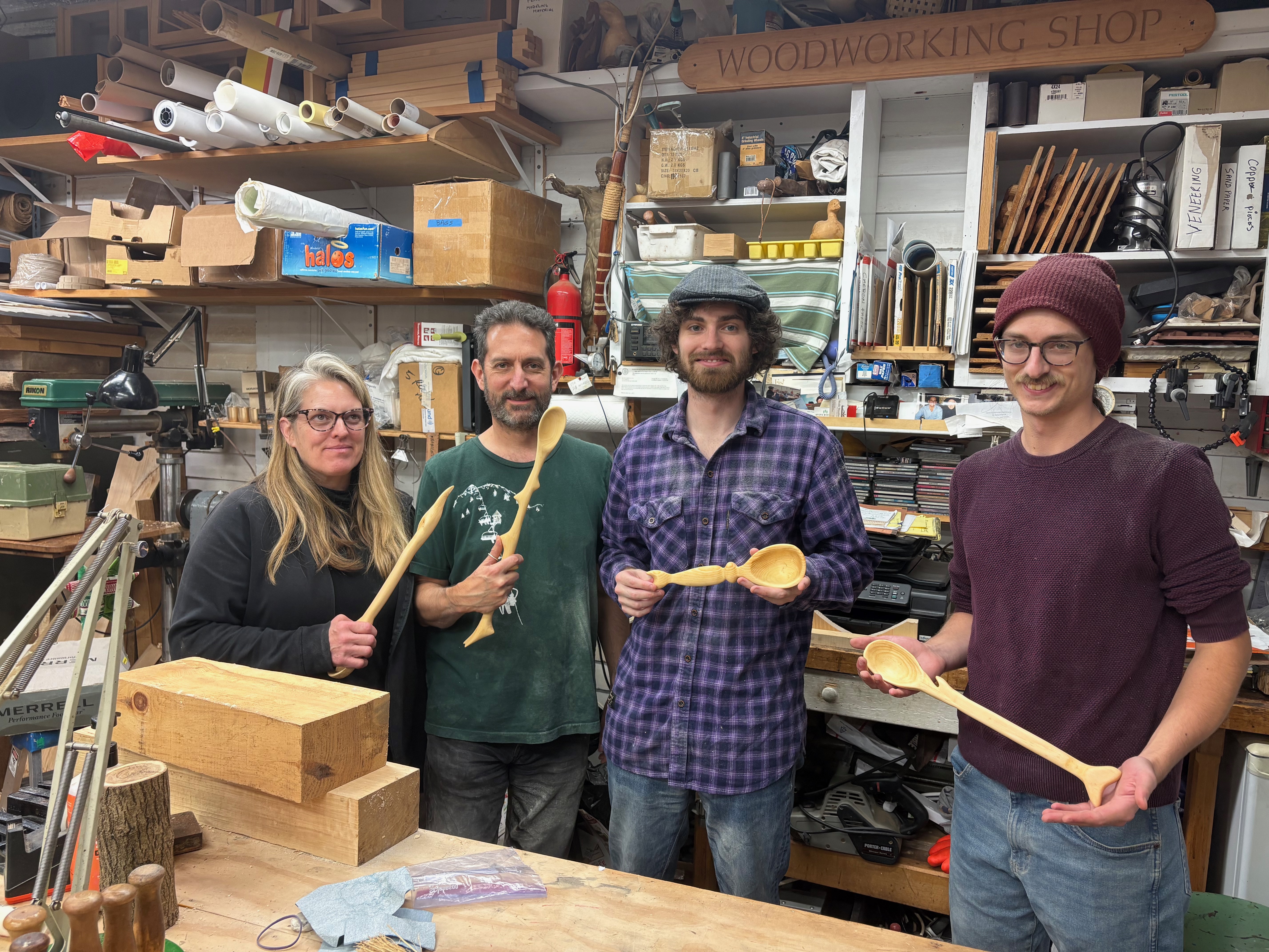 Spoon Carving Students in Gloucester, Massachusetts