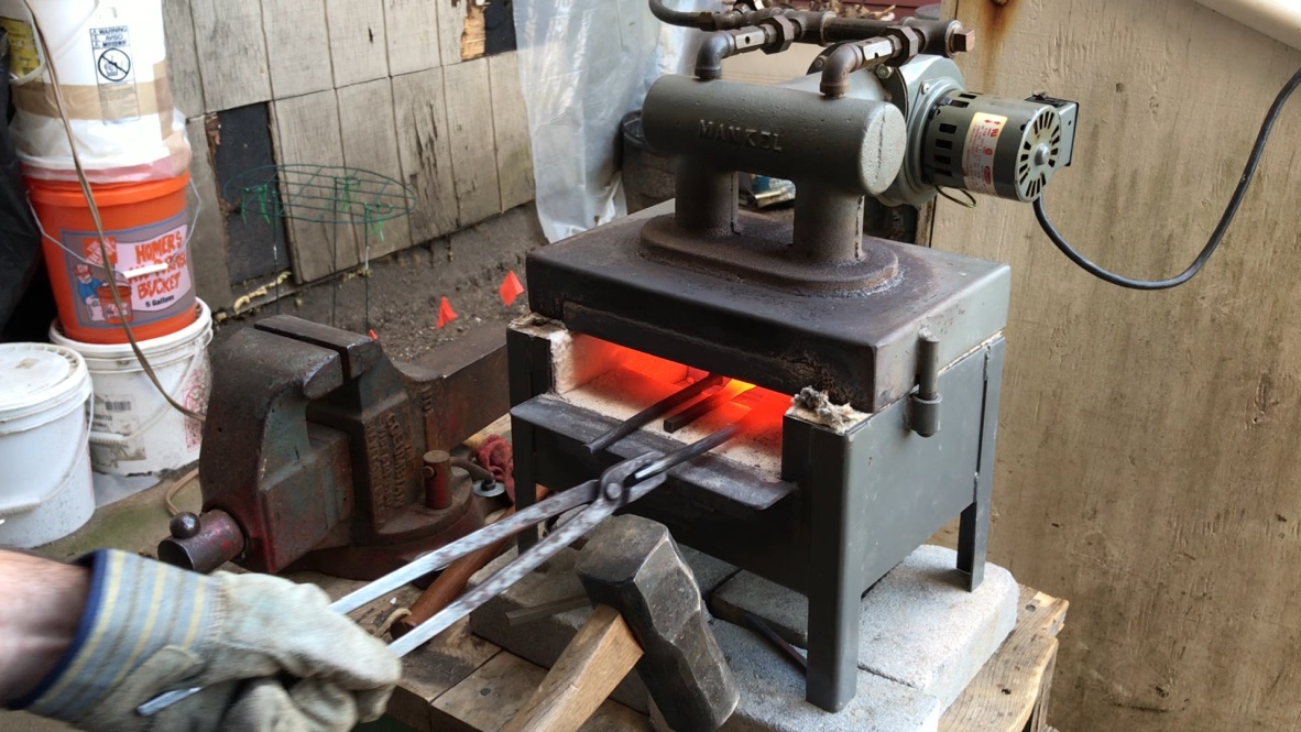 Heating tool steel in the propane forge