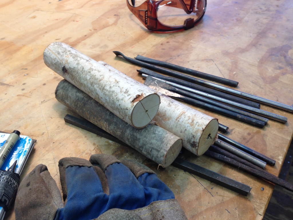 Steel stock and wood billets ready for tool making