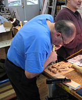 Student carving wood