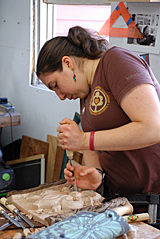 wood carving setting in the design