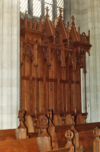 Trinity college wood carving in white oak sedilia chairs 